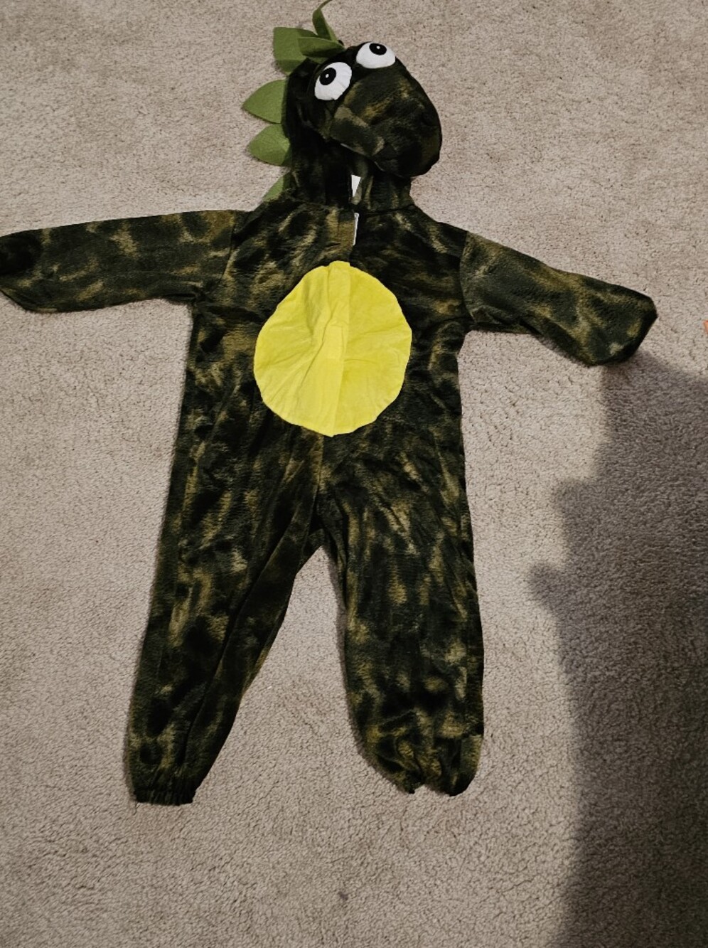 Green Dinosaur Roarin Rex One-Piece Costume Jumpsuit  with Yellow Belly 2T
